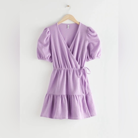 & Other Stories Dresses & Skirts - & OTHER STORIES Puff Sleeve Wrap Mini Dress Size XS Lavender Purple Ruffle